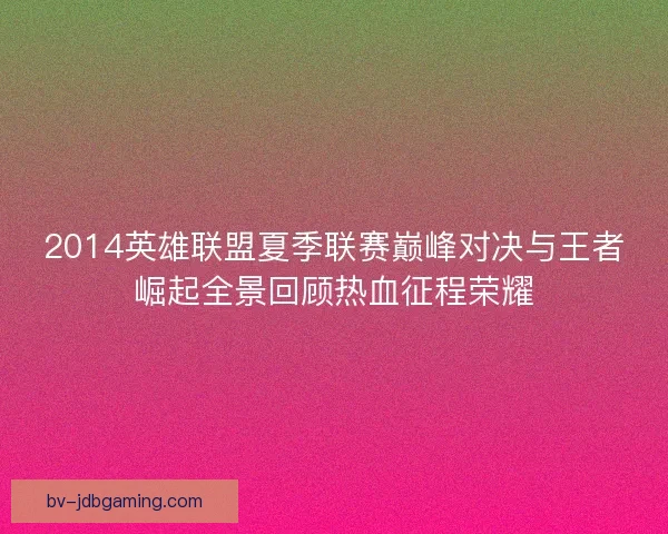 2014英雄联盟夏季联赛巅峰对决与王者崛起全景回顾热血征程荣耀
