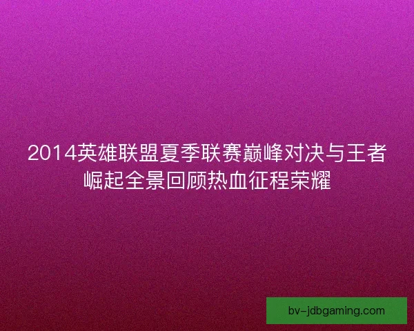 2014英雄联盟夏季联赛巅峰对决与王者崛起全景回顾热血征程荣耀
